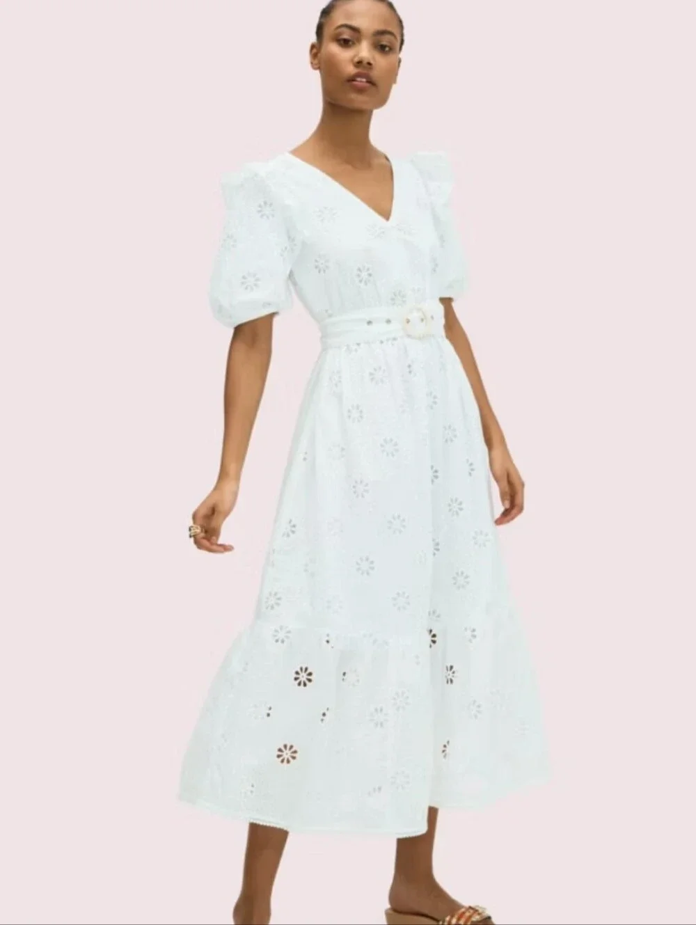 Kate Spade New York white eyelet clover dress Sz4